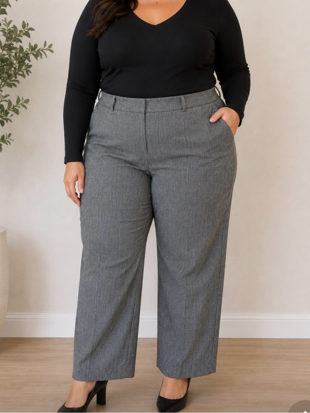 * Lane Bryant The Allie 22R Gray Patterned Womens Dress Pants Stretch